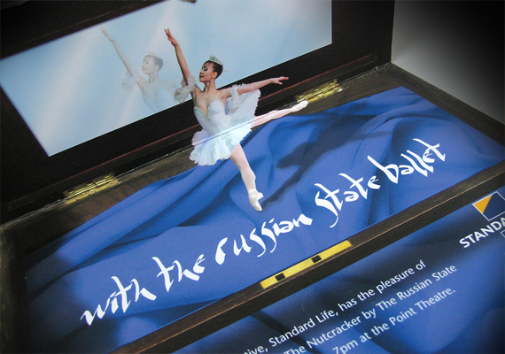 Open out music box style invitation for a night at the ballet